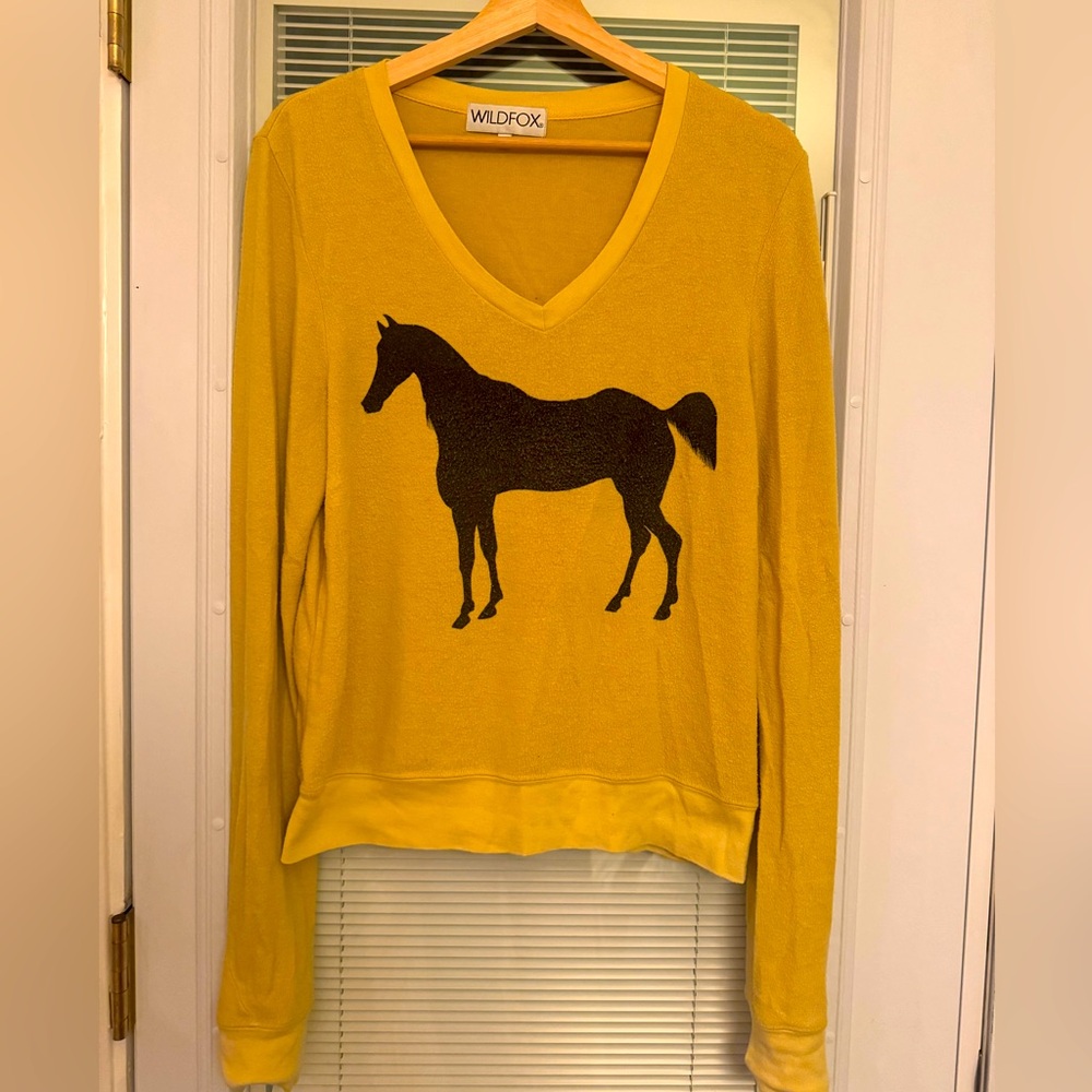 WILDFOX mustard yellow sweatshirt.